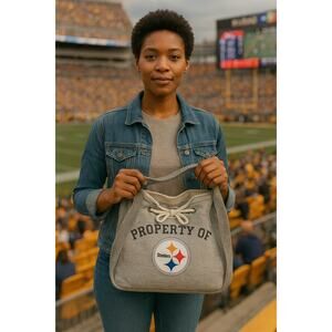 Littlearth NFL Pittsburgh Steelers Gray Hoodie Purse Sweatshirt Tote Bag